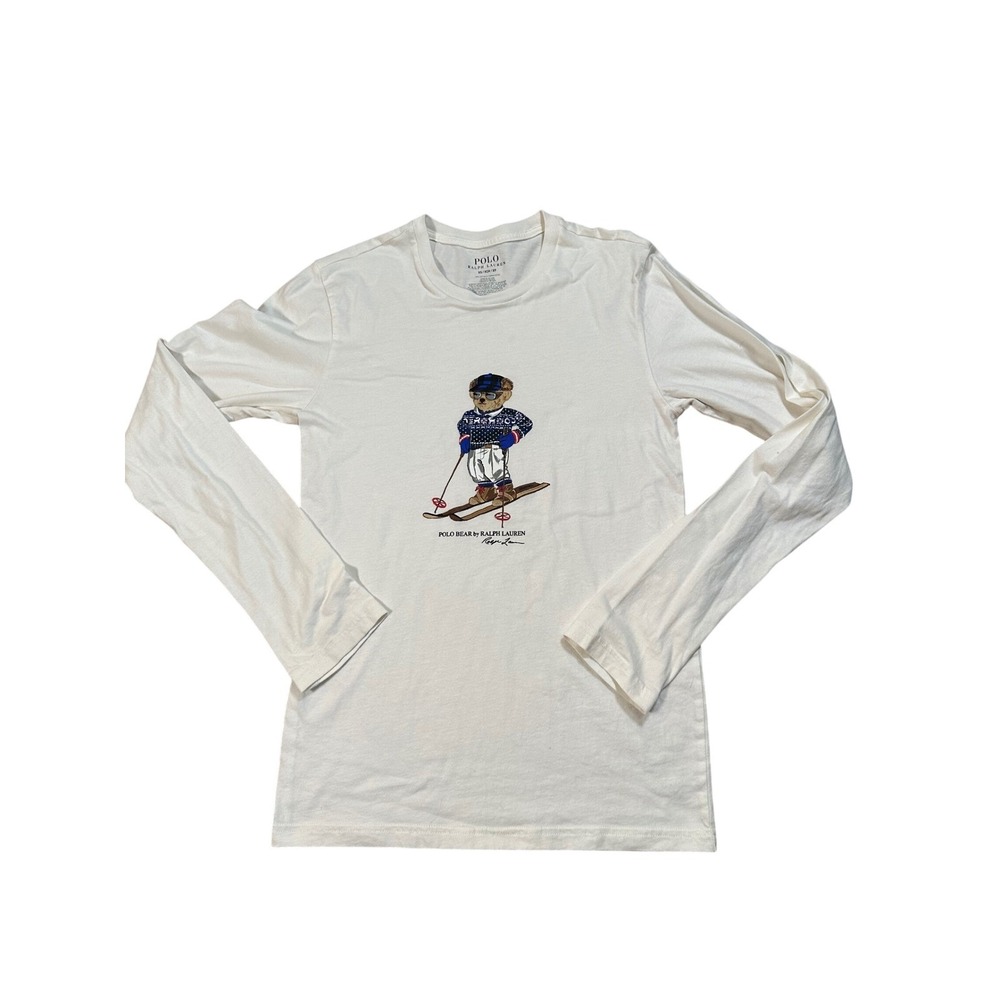 Polo Ralph Lauren Skiing Polo Bear Long Sleeve T-Shirt Cream Womens XS